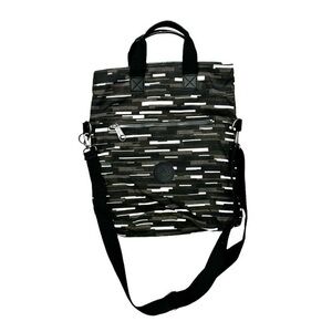 Kipling Frug M Print Shoulder Bag Brown Stripe